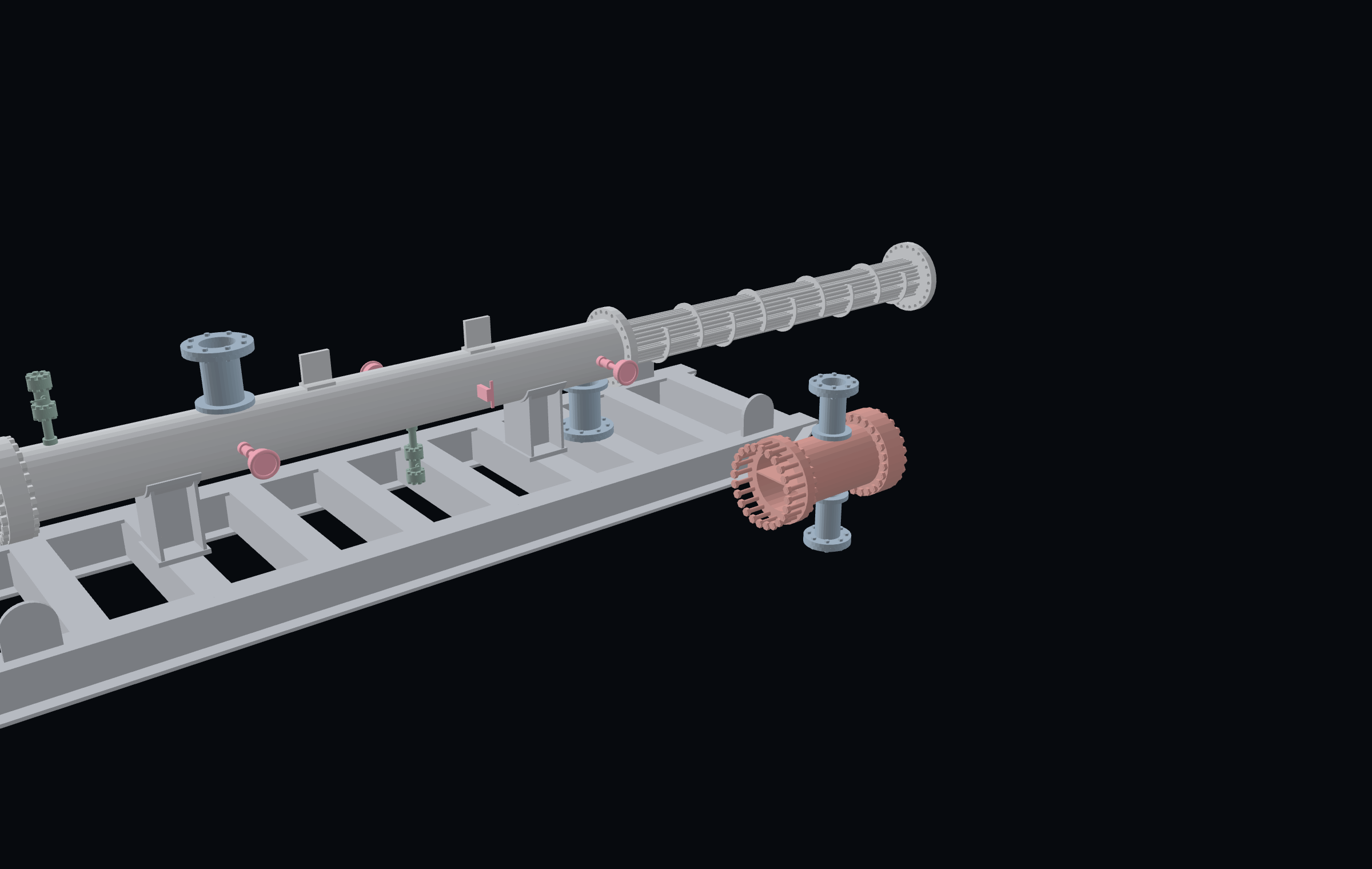 Sectioned view of the HX1640 Shell-and-Tube Heat Exchanger mechanism
